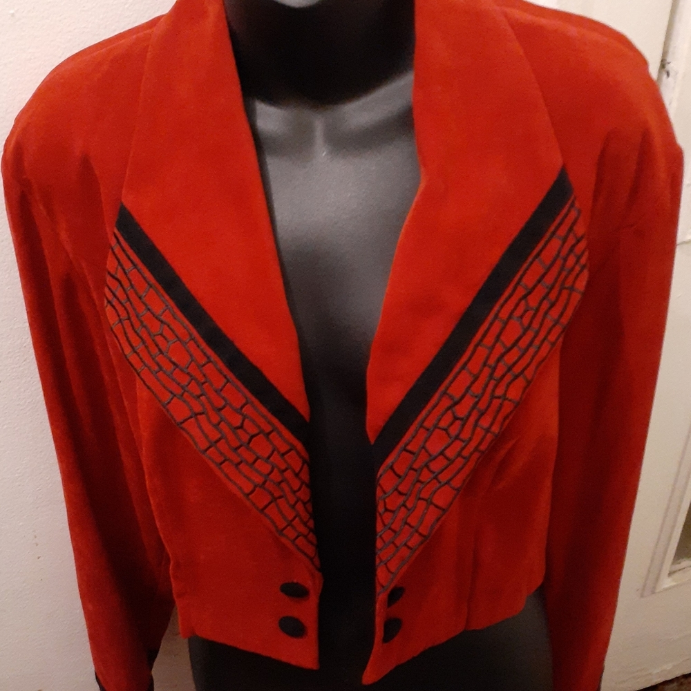 Selena Inspired Red & black Crop Waist Jacket